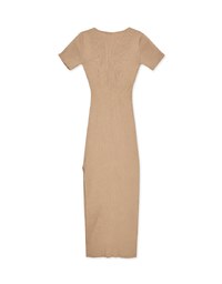Hollow Wrinkled SideSlit Knit Long Dress