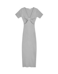 Hollow Wrinkled SideSlit Knit Long Dress