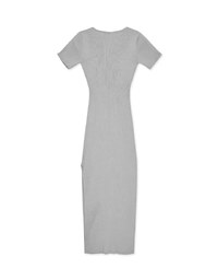 Hollow Wrinkled SideSlit Knit Long Dress