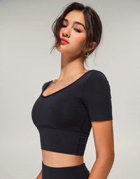 Push Up U Neck Single Line Sports Bra (With Padding)