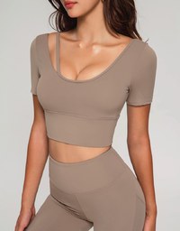 Push Up U Neck Single Line Sports Bra (With Padding)