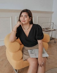 V-Neck Textured Little Ruffled Crop Top
