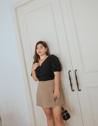 V-Neck Textured Little Ruffled Crop Top