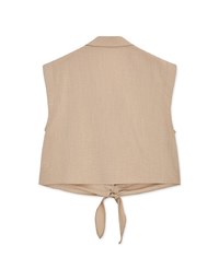 Tie Down Sleeveless Suit Collar Blouse Shirt