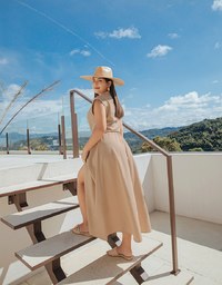 Tie Down Sleeveless Suit Collar Blouse Shirt