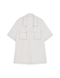 Double Pocket Stitching Short Sleeve Blouse Shirt