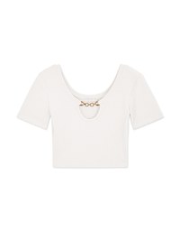 Understated Elegant Metallic Chain Crop Top