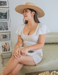 U Neck Woven Ruffle Sleeve Crop Top