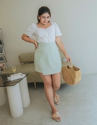 Retro Elegant Square Collar Crop Blouse Shirt