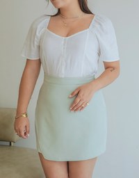 Retro Elegant Square Collar Crop Blouse Shirt