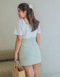 Retro Elegant Square Collar Crop Blouse Shirt