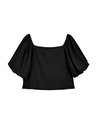 Square Neck Balloon Sleeve Knit Crop Top