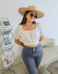 2WAY Front Knot Cotton Linen Cinched Waist Top