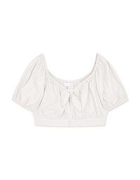 2WAY Front Knot Cotton Linen Cinched Waist Top