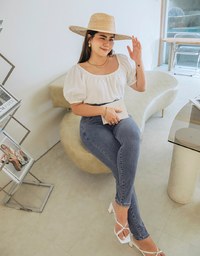 2WAY Front Knot Cotton Linen Cinched Waist Top