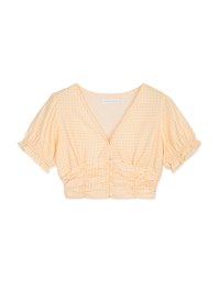 Gingham Scrunch Cinched Waist Crop Top
