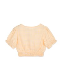 Gingham Scrunch Cinched Waist Crop Top