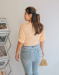 Gingham Scrunch Cinched Waist Crop Top