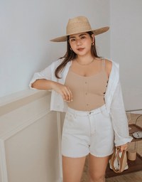 【Air 2.0】Simple Plain Button Air Comfy Bra Tank Top