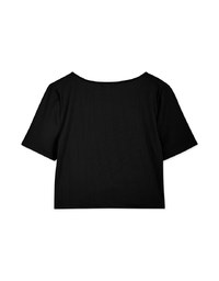 Deep V-Neck Button Crop Top