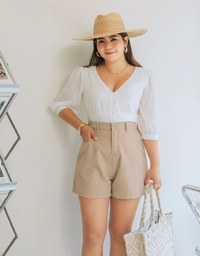 Minimalist Striped Chiffon Buttoned Crop Top