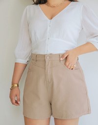 Minimalist Striped Chiffon Buttoned Crop Top
