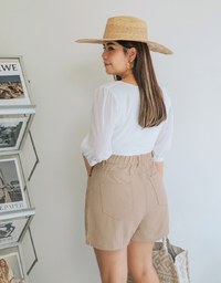 Minimalist Striped Chiffon Buttoned Crop Top