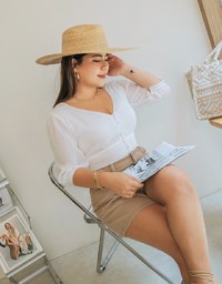 Minimalist Striped Chiffon Buttoned Crop Top