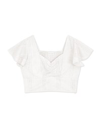 Classy Embossed Ruffle Sleeve Crop Top