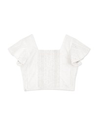 Classy Embossed Ruffle Sleeve Crop Top