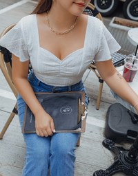 Classy Embossed Ruffle Sleeve Crop Top