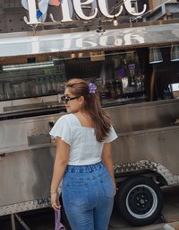 Classy Embossed Ruffle Sleeve Crop Top