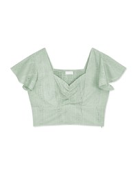Classy Embossed Ruffle Sleeve Crop Top