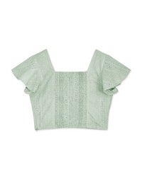 Classy Embossed Ruffle Sleeve Crop Top