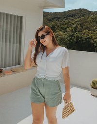 Wrinkled Embossed Lotus Leaf Crop Top