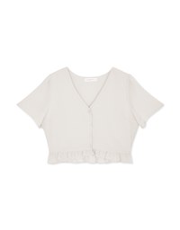 Wrinkled Embossed Lotus Leaf Crop Top