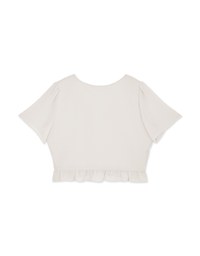 Wrinkled Embossed Lotus Leaf Crop Top