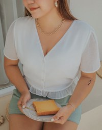 Wrinkled Embossed Lotus Leaf Crop Top