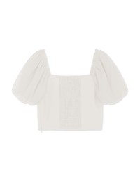 Retro Square Neck Puff Sleeves Crop Top