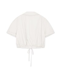 Double Pockets Waist Drawstring Crop Blouse Shirt
