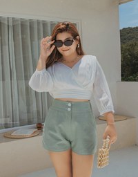 Voguish Crossover Pleated Crop Top