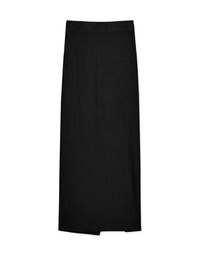 Minimalist Side Scrunch Slit Knit Maxi Skirt