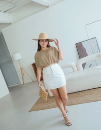 Edgy Chic High Waisted Button-down Mini Skirt
