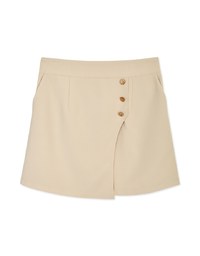 Curved Cut Gold Button Skort