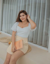 Curved Cut Gold Button Skort