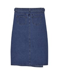 Side Slit Denim Jeans Pencil Skirt (With Belt)