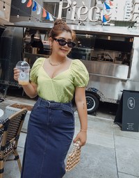 Side Slit Denim Jeans Pencil Skirt (With Belt)