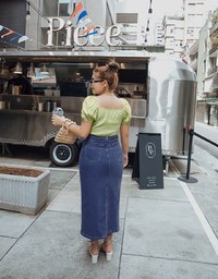 Side Slit Denim Jeans Pencil Skirt (With Belt)
