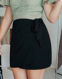 Side-Tie Ribbon Elastic Skirt