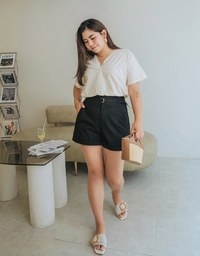 Basic Versatile High Waisted Turn-Up Shorts (With Belt)